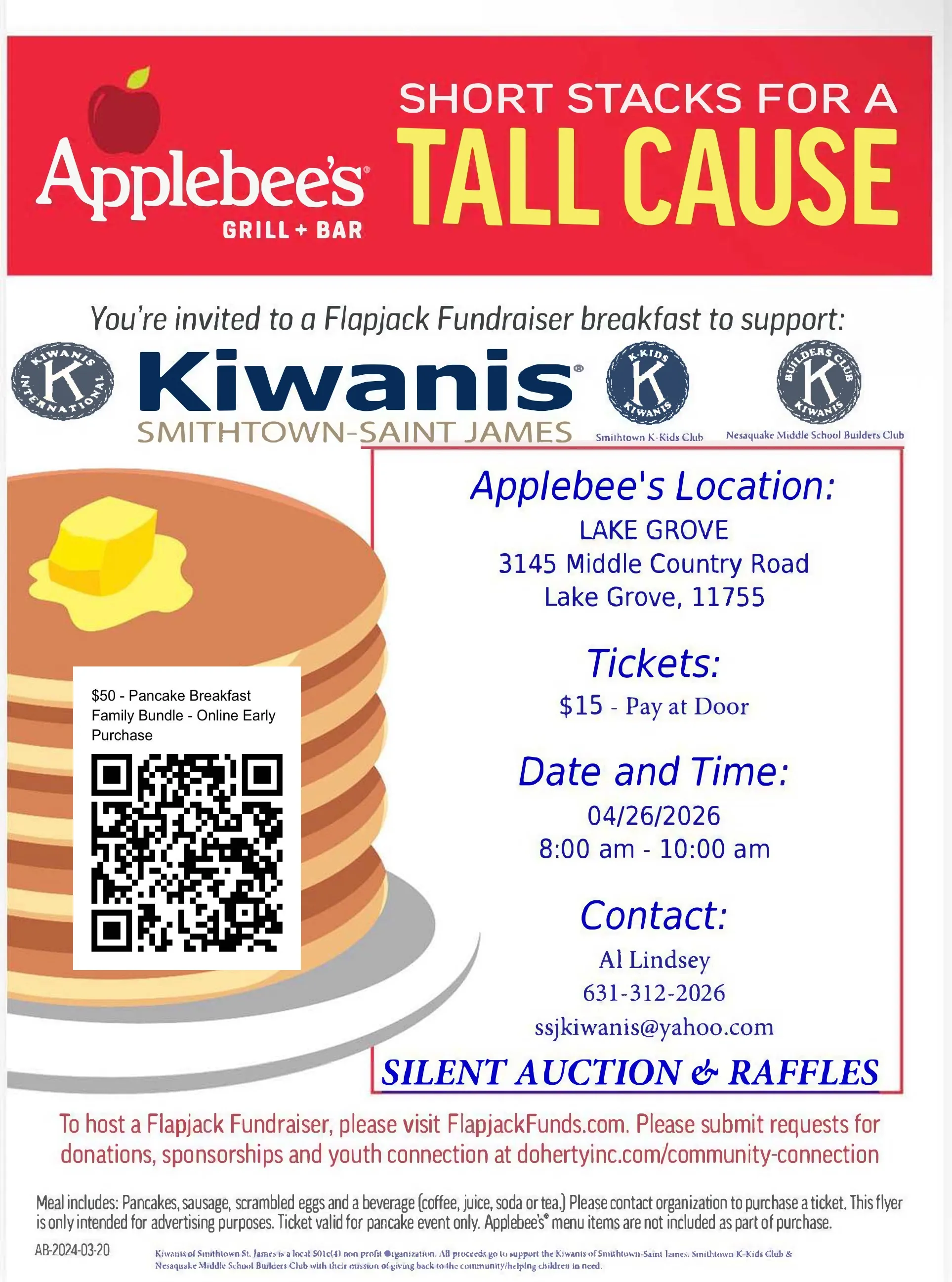 Applebee's Flapjack Fundraiser flyer