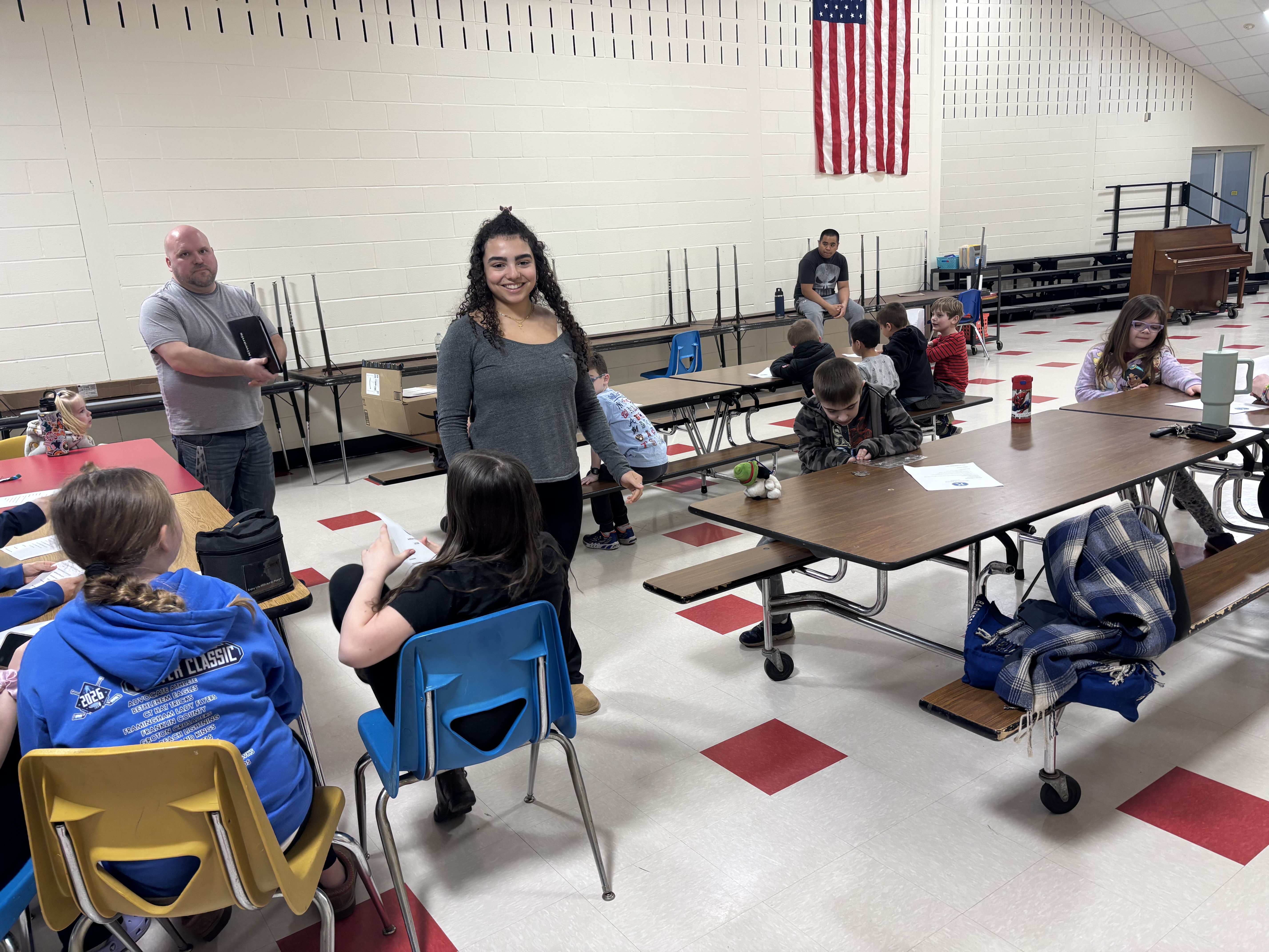 K-Kids meeting in the school cafeteria