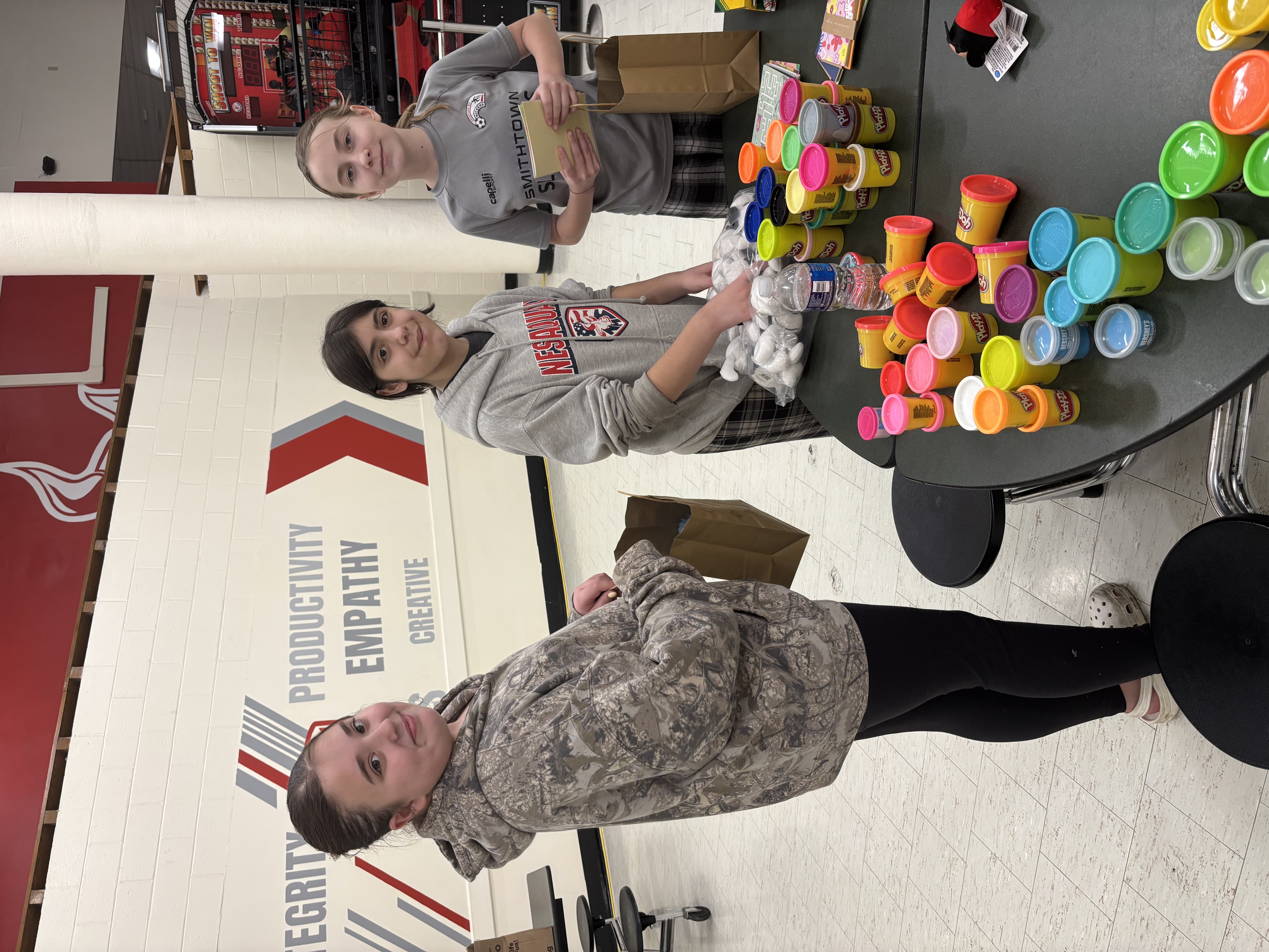 Builders Club members with supplies